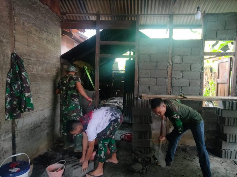 Satgas TMMD Kodim 0110 Abdya mengerjakan sasaran fisik RTLH 