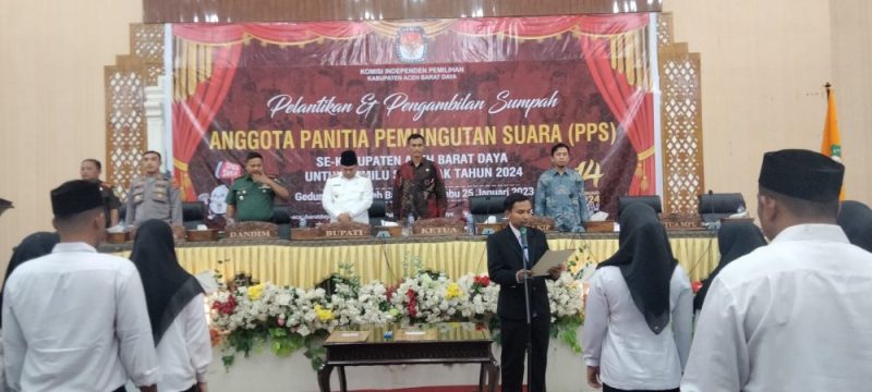 Prosesi pelantikan dan pengambilan sumpah PPS Kabupaten Abdya 