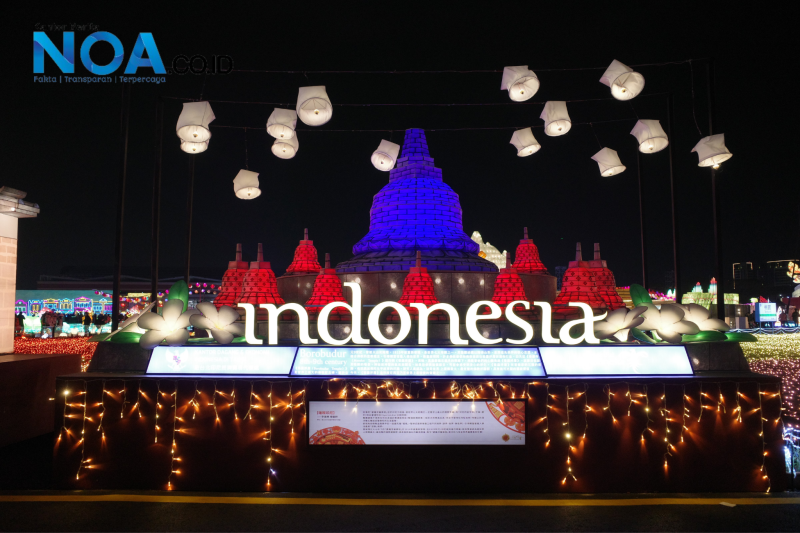 Foto : Lampion miniatur Candi Borobudur yang dihadirkan Kementerian Perdagangan melalui Kantor Dagang dan Ekonomi Indonesia (KDEI) Taipei. NOA.co.id/HO-Humas Kemendag