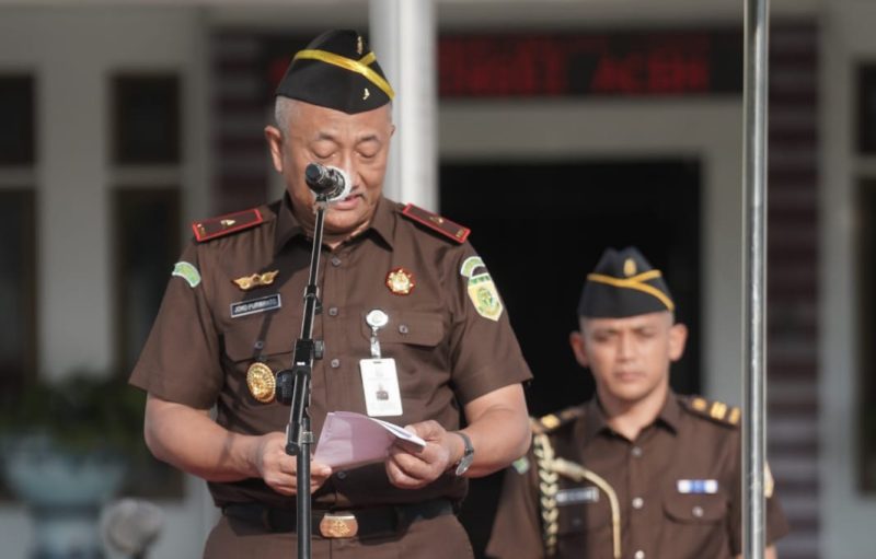 Kepala Kejaksaan Tinggi (Kajati) Aceh Joko Purwanto memimpin Upacara Dalam Rangka Hari Ulang Tahun PERSAJA Ke-73, Senin (4/5/2024). (Foto |  HO Penkum Kejati Aceh)