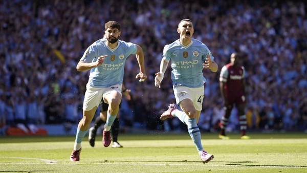 Unggul Babak Pertama, Man City 45 Menit Menuju Juara Liga Inggris. Foto: AP/Dave Thompson