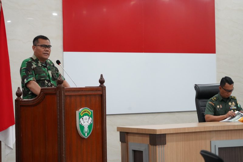 Kasdam Iskandar Muda Pimpin Rapat Kesiapan Latihan UST Batrai Yonarmed 17/KC. Foto: ist