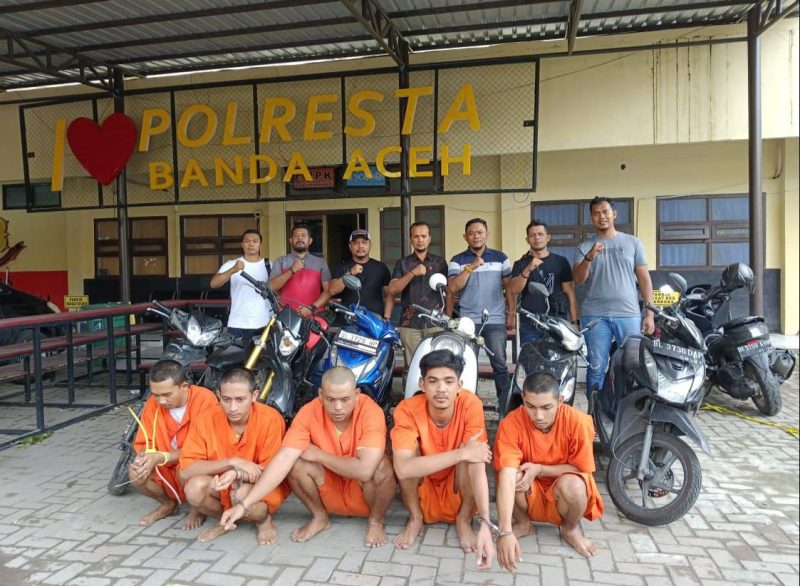 Polresta Banda Aceh Tangkap 5 Pencuri Motor. Foto: dok. Humas Polresta Banda Aceh