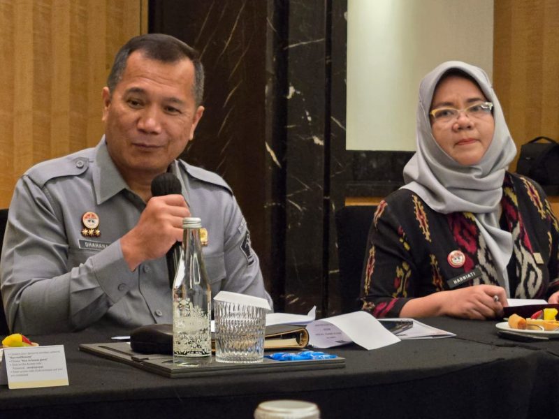 Direktur Jenderal HAM, Dhahana Putra (Pertama Kiri) saat acara Focus Group Discussion (FGD) Pembahasan Penilaian Akhir Kabupaten/Kota Peduli Hak Asasi Manusia (KKP HAM) di the Westin Jakarta, Senin (30/9/2024). (Foto : Humas Kemenkumham).