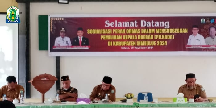 Kesbangpol Gelar Sosialisasi Peran Ormas dalam Mensukseskan Pemilihan Kepala Daerah Kabupaten Simeulue. Foto: dok. Argamsyah/Noa.co.id.