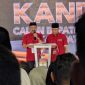 Paslon Bupati/Wakil Bupati Pidie, Sarjani Abdullah-Alzaizi Umar saat membacakan visi dan misi pada debat kandidat, di Gedung PCC, Kota Sigli, Rabu (13/11/2024) (Foto Amir Sagita.NOA.co.id).